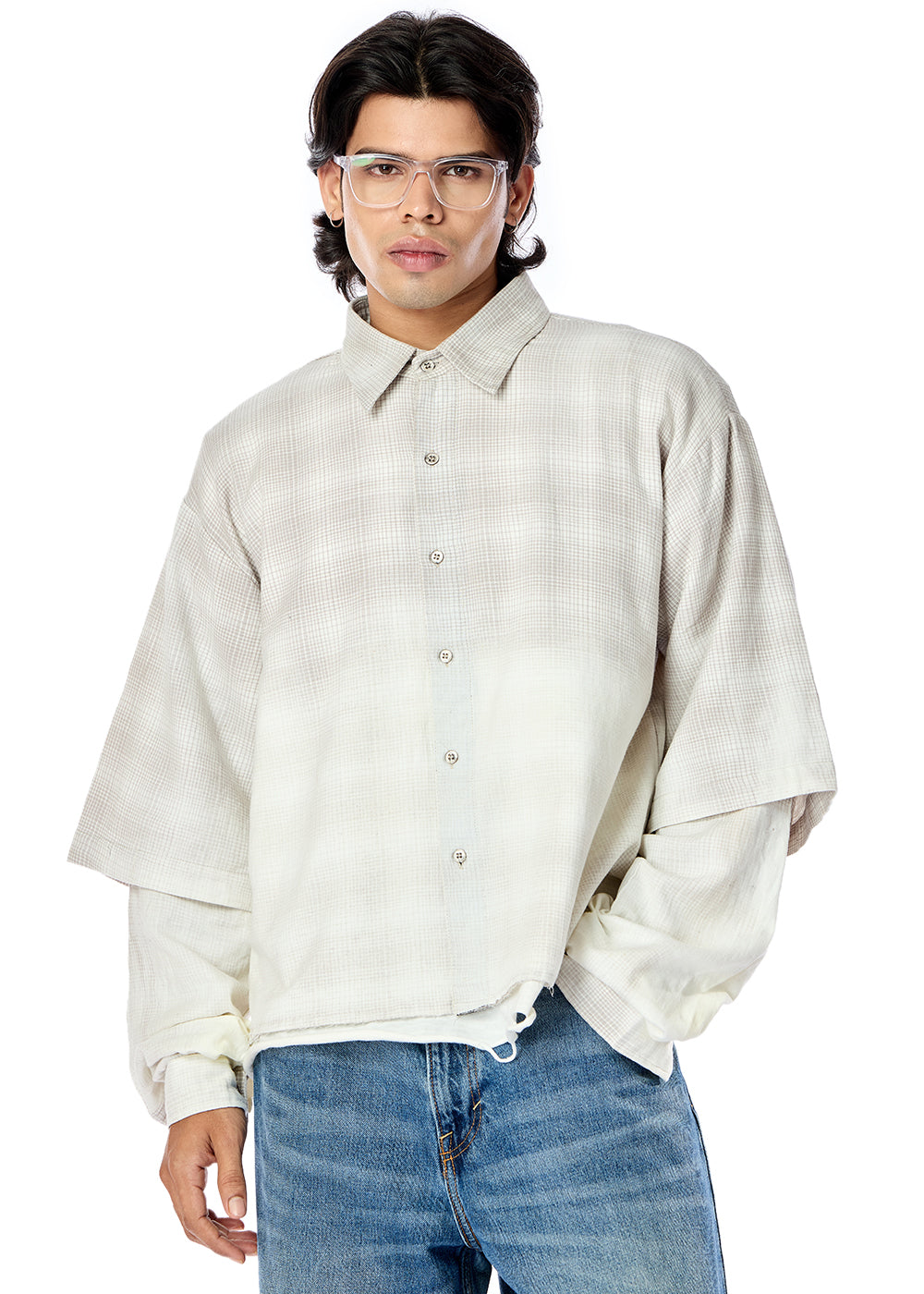 Double Sleeve Washed Flannel Shirt