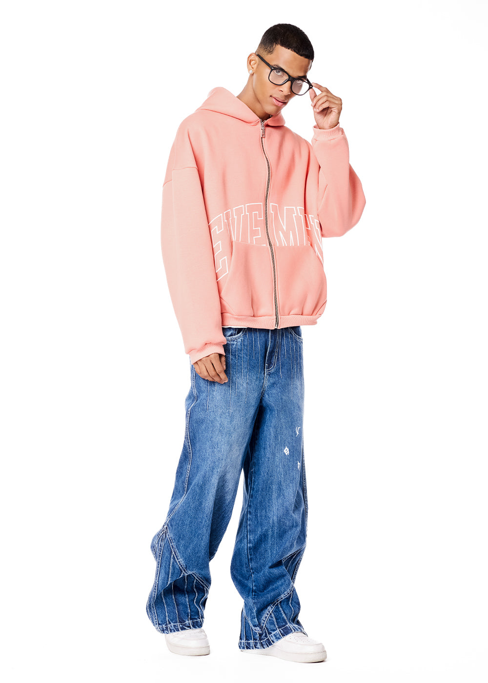 Genesis boxy zip through hoodie - Peach