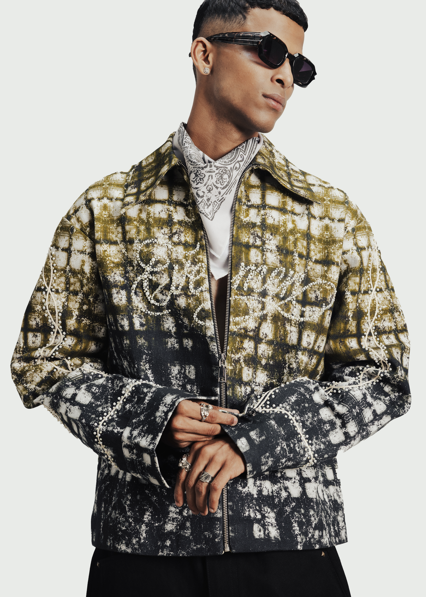 Pearl stitch flnl jacket - colourblock