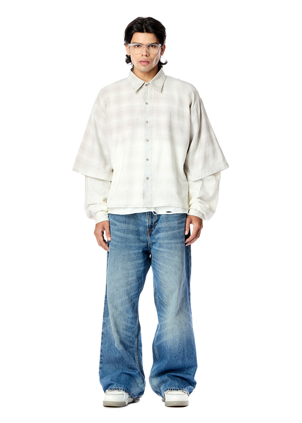 Double Sleeve Washed Flannel Shirt
