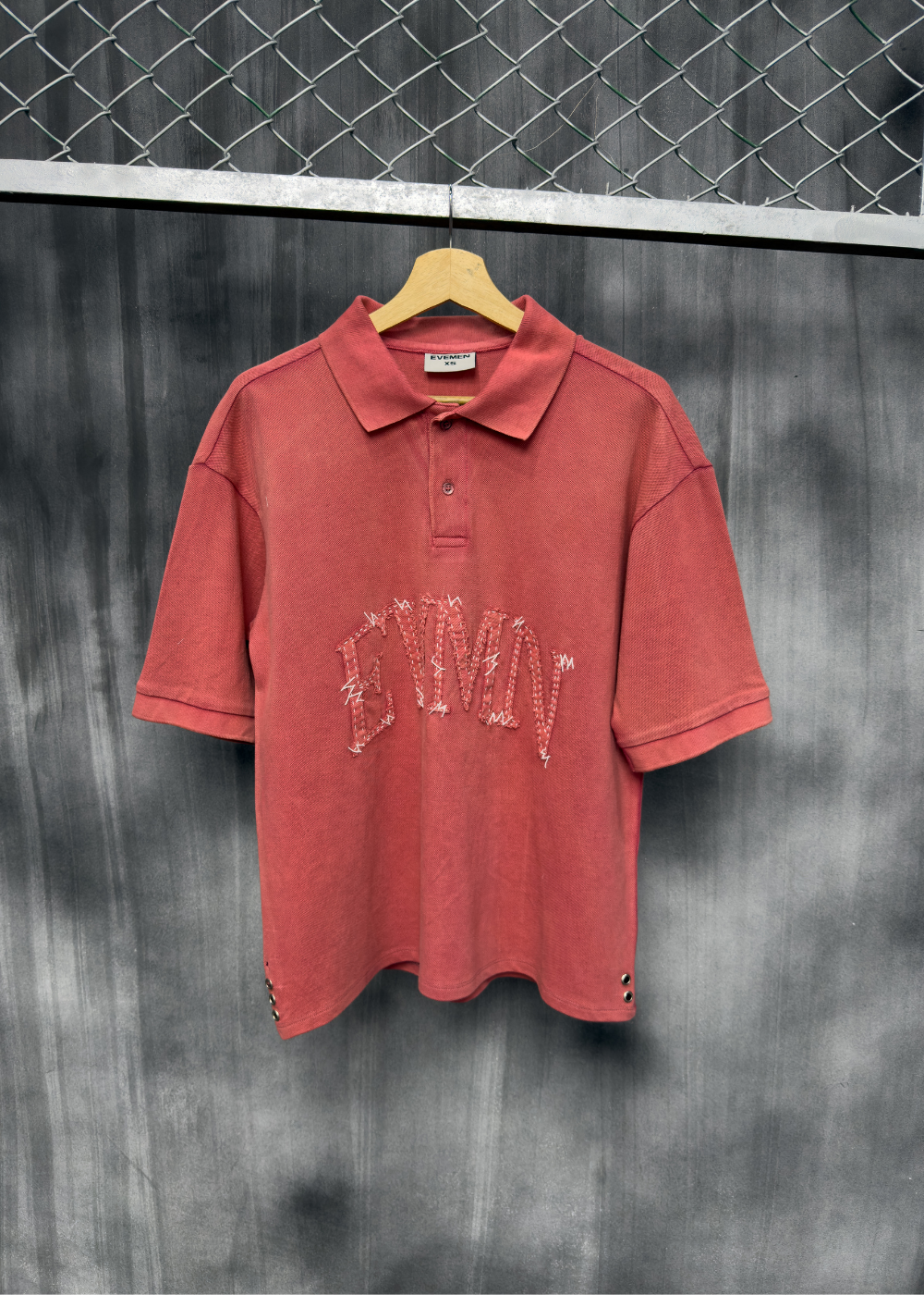 Patch polo t-shirt - red washed