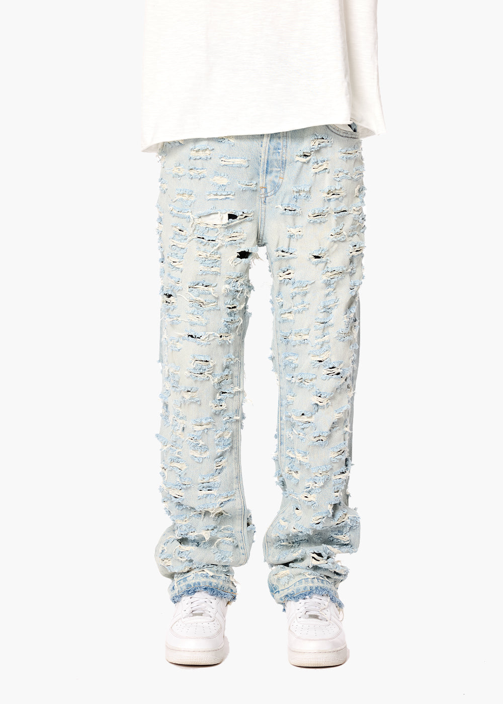 DISTRESSED SKINNY DENIM-  BLUE