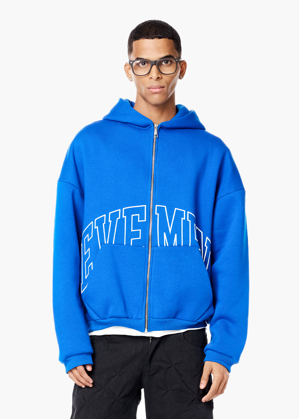 Genesis Boxy zip through hoodie - Cobalt blue