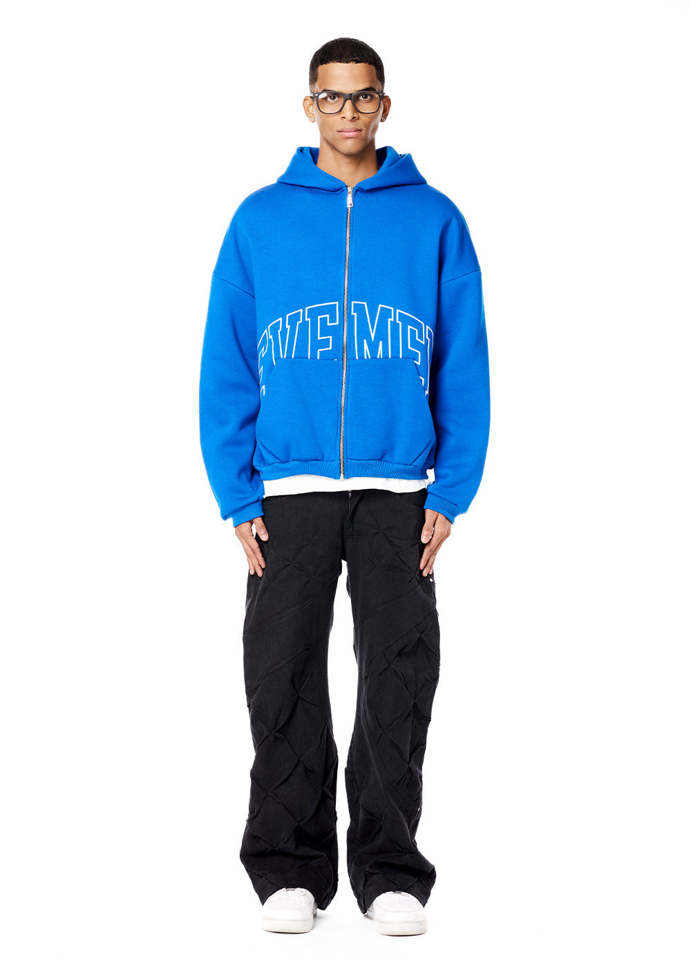 Genesis Boxy zip through hoodie - Cobalt blue