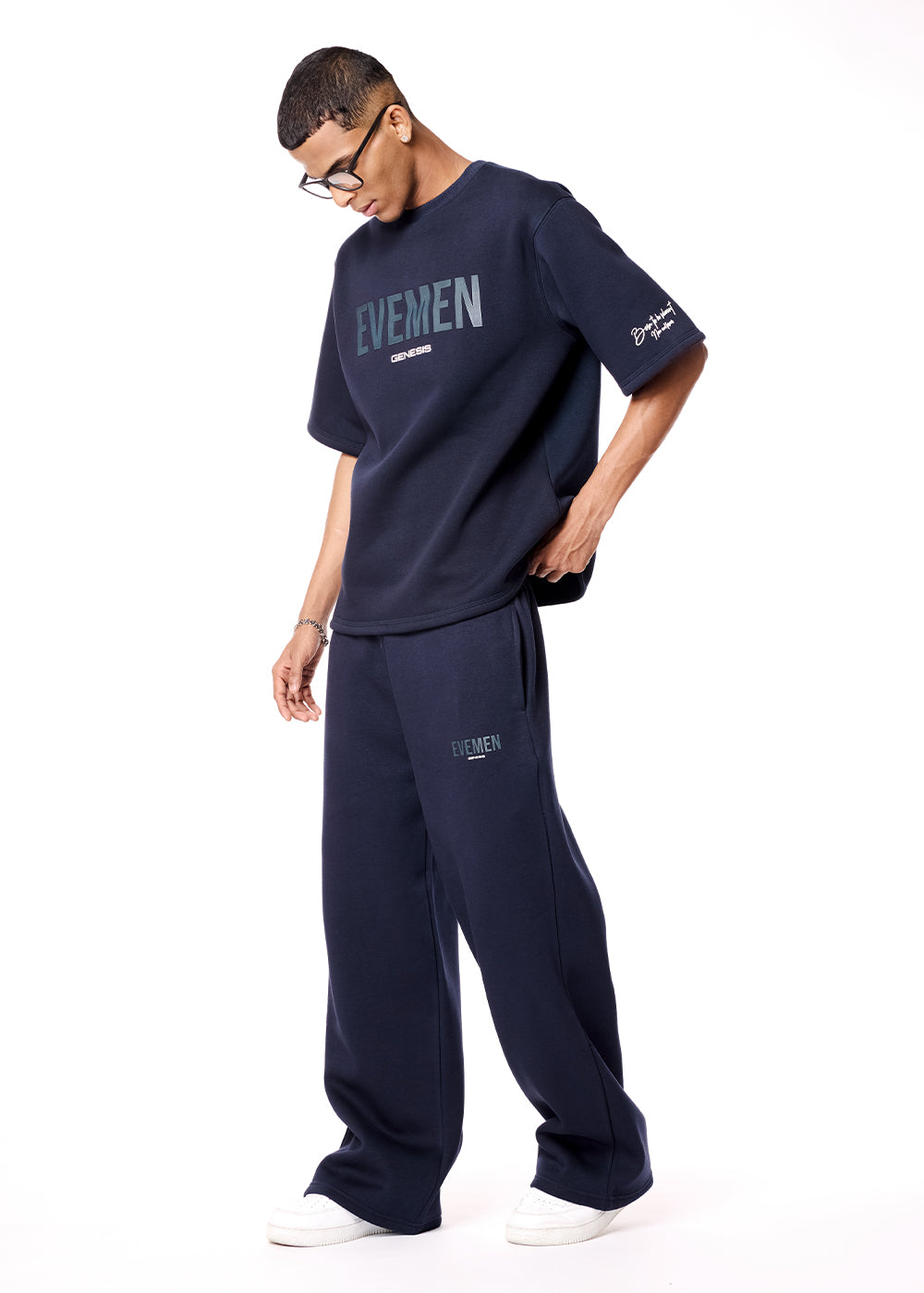 Genesis Wide Leg Sweatpants - NAVY