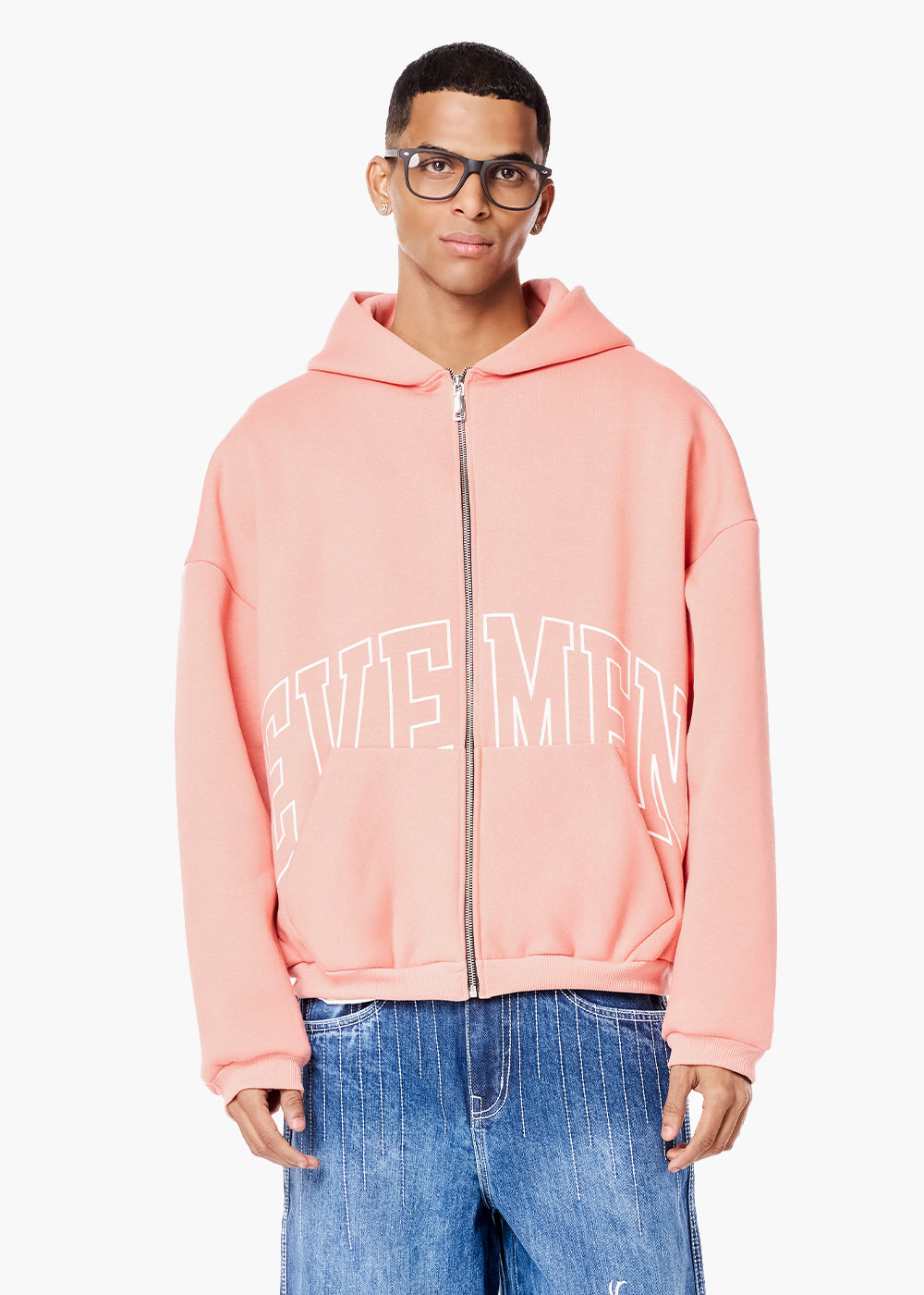 Genesis boxy zip through hoodie - Peach