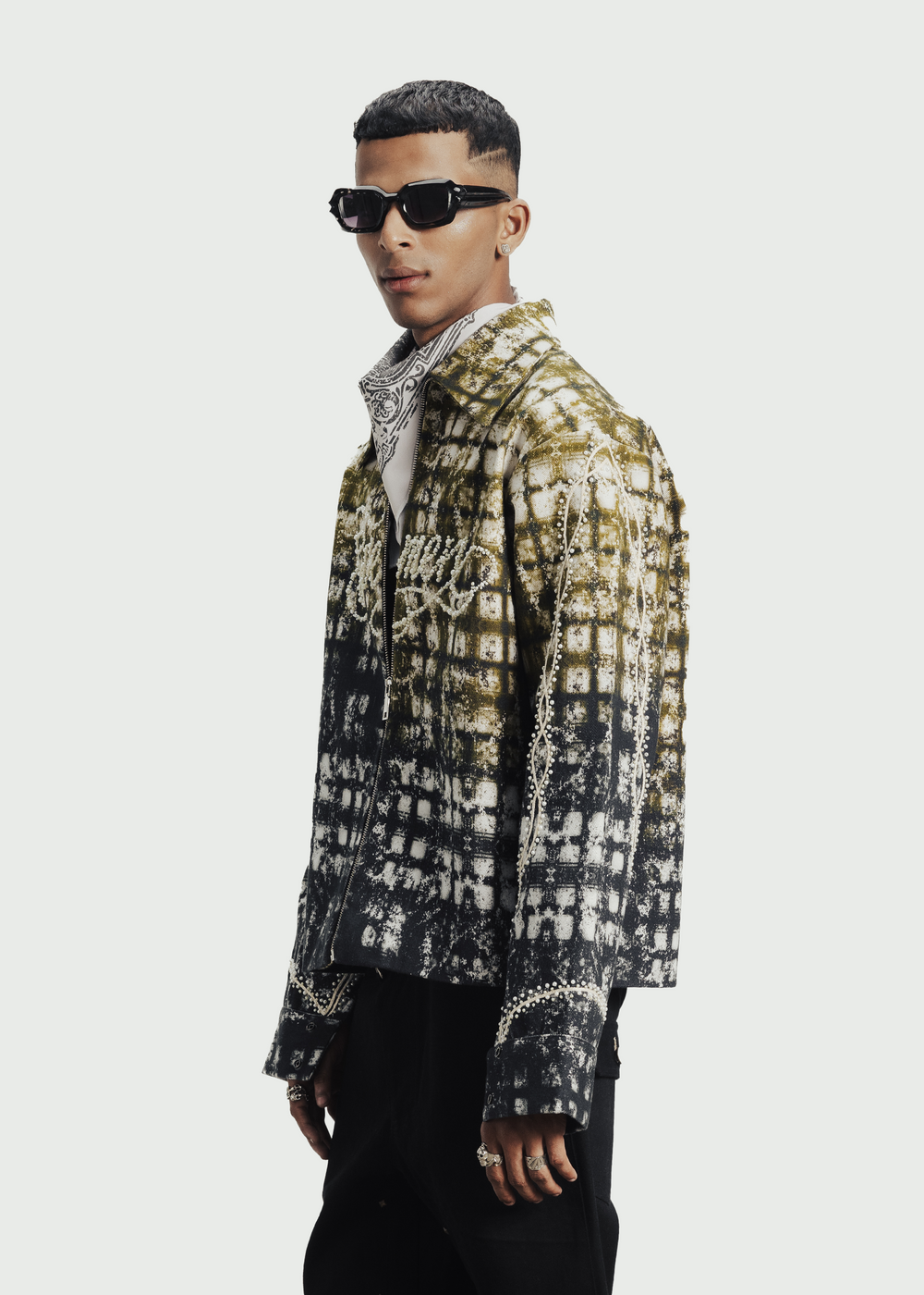 Pearl stitch flnl jacket - colourblock