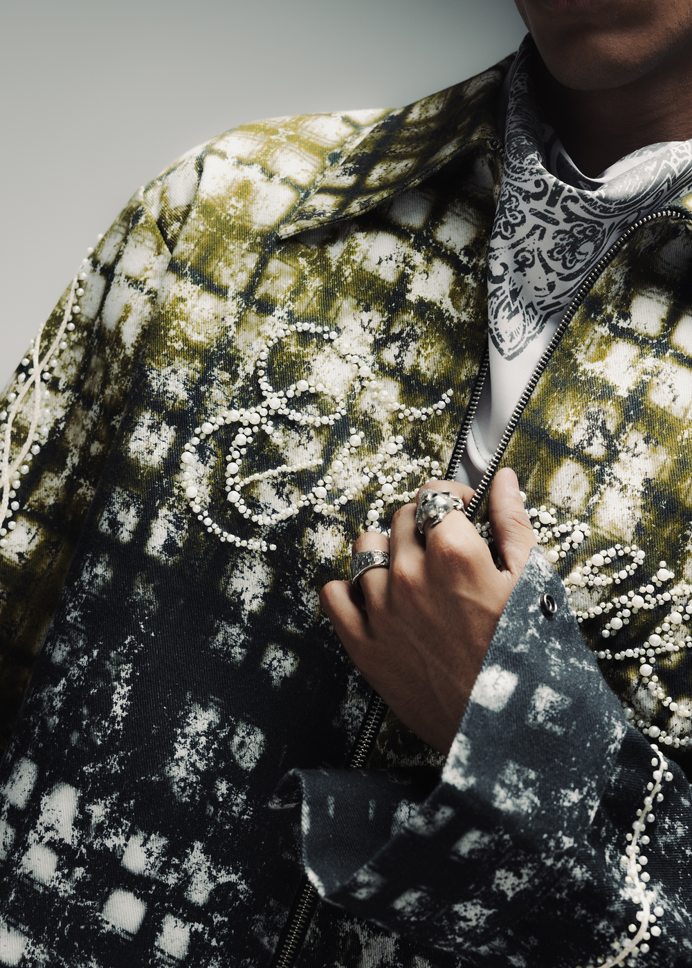 Pearl stitch flnl jacket - colourblock