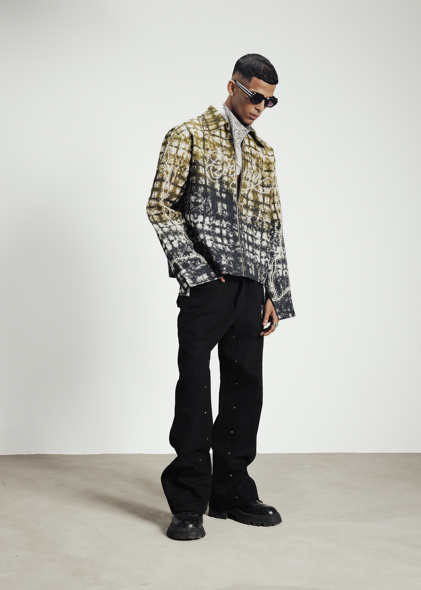 Pearl stitch flnl jacket - colourblock
