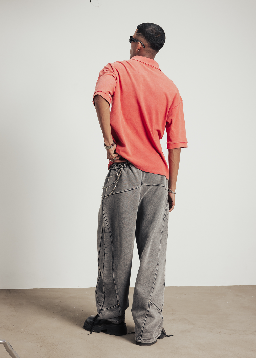 Patch polo t-shirt - red washed