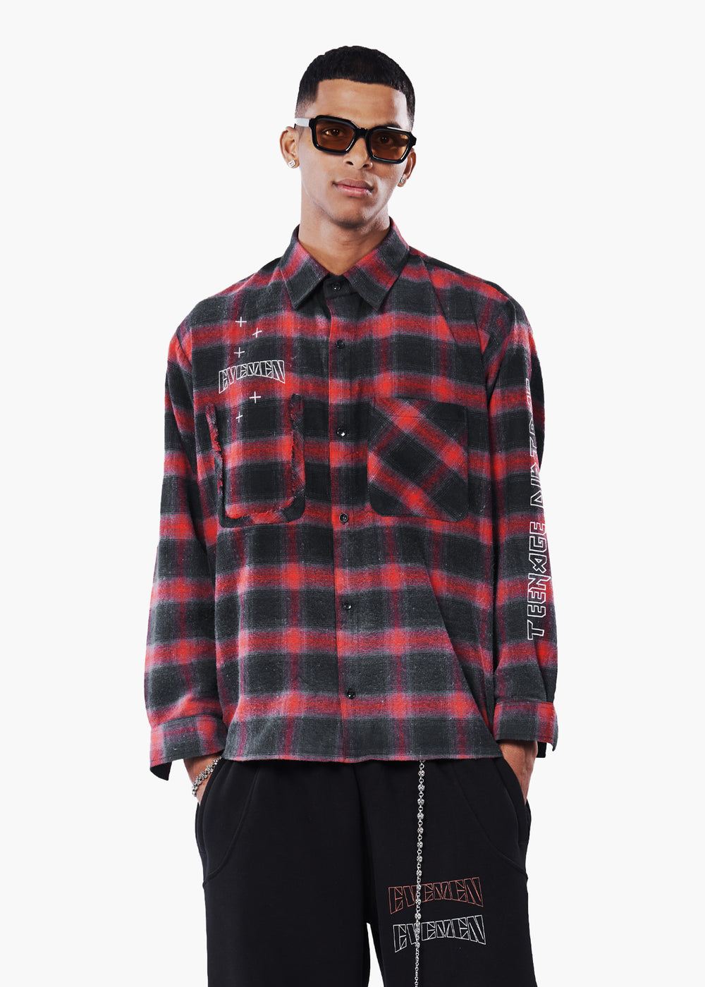 FLANNEL RAW WASHED SHIRT - RED