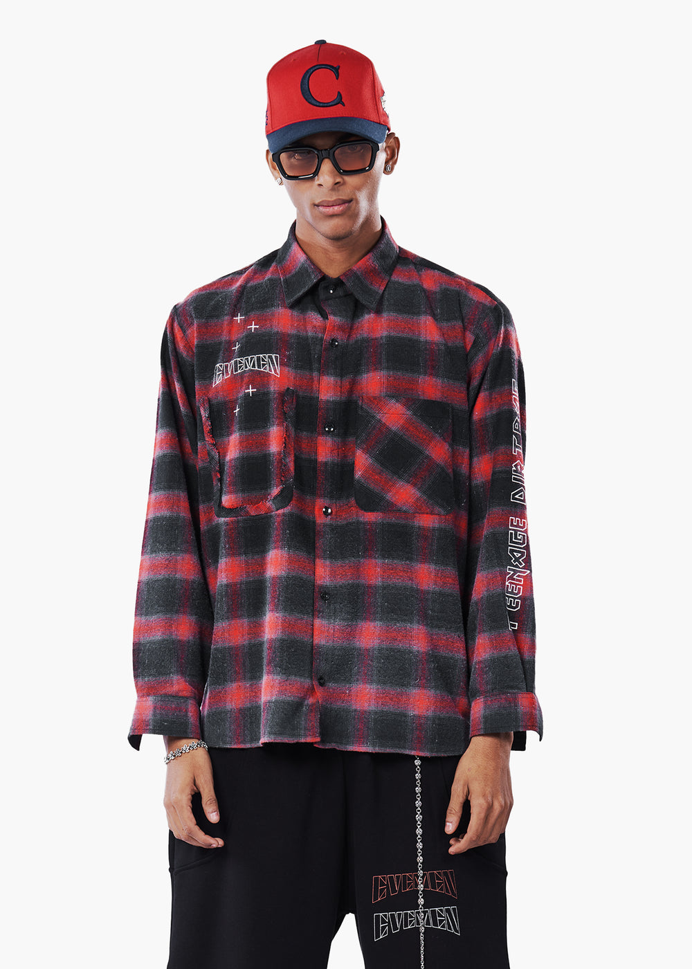 FLANNEL RAW WASHED SHIRT - RED