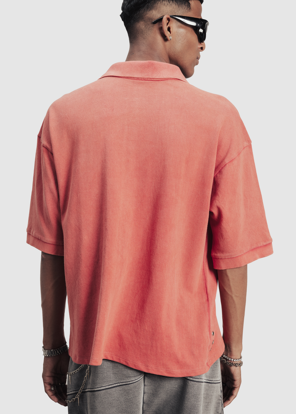 Patch polo t-shirt - red washed
