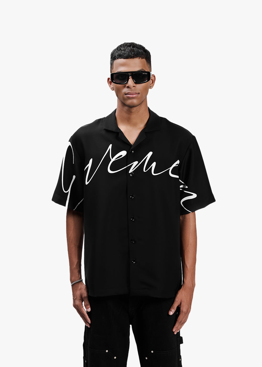 Script Bowling Shirt - Black