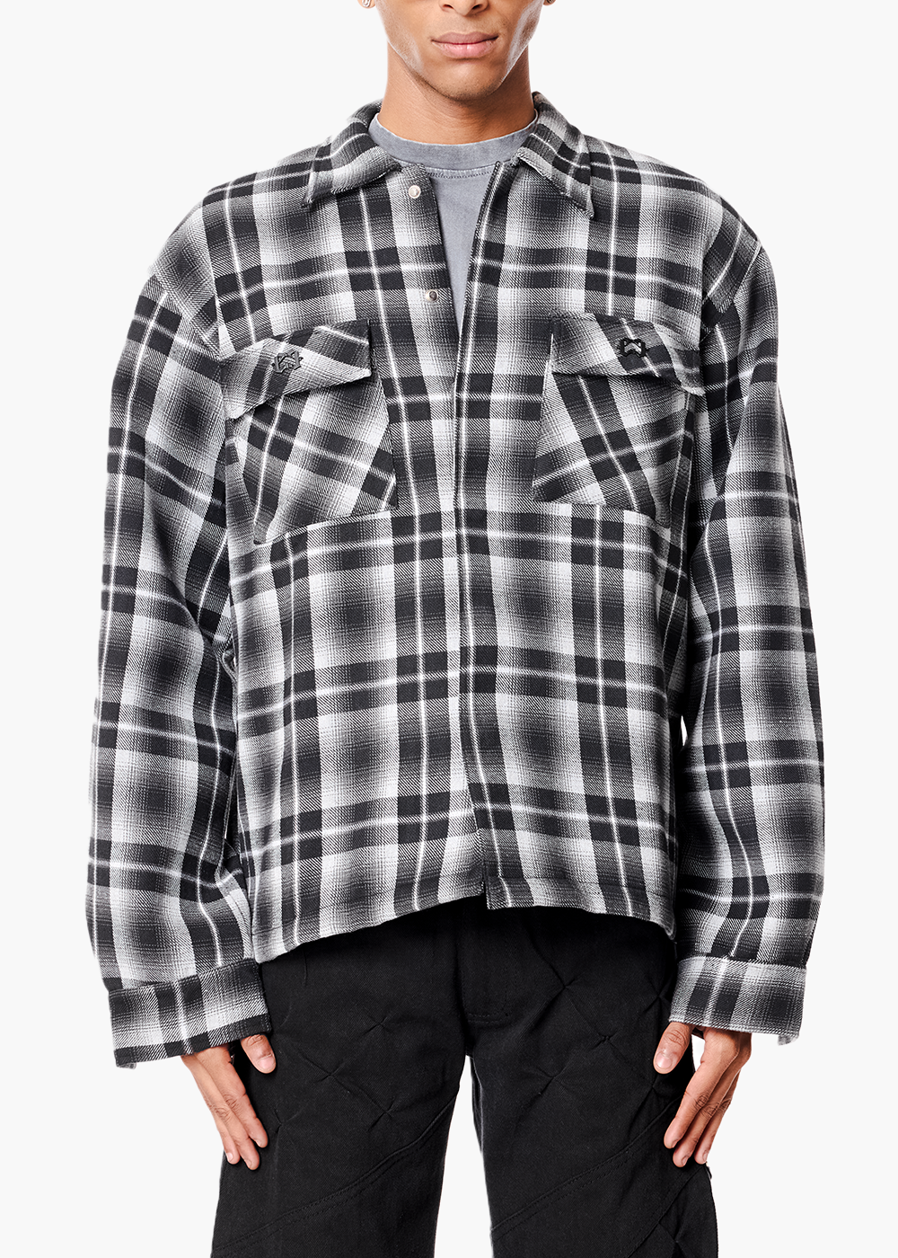 BLACK FLANNEL SHACKET