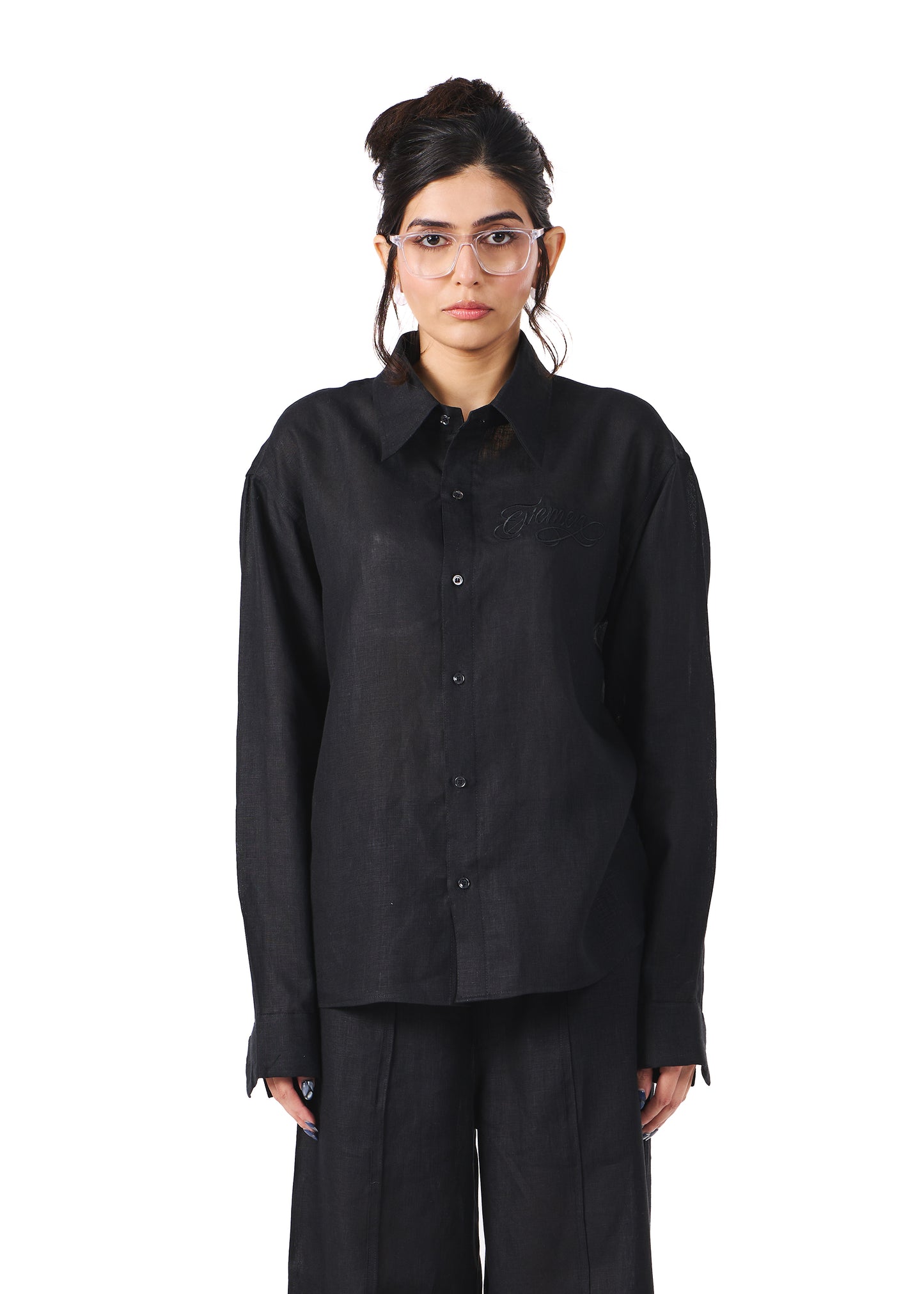 Black linen shirt
