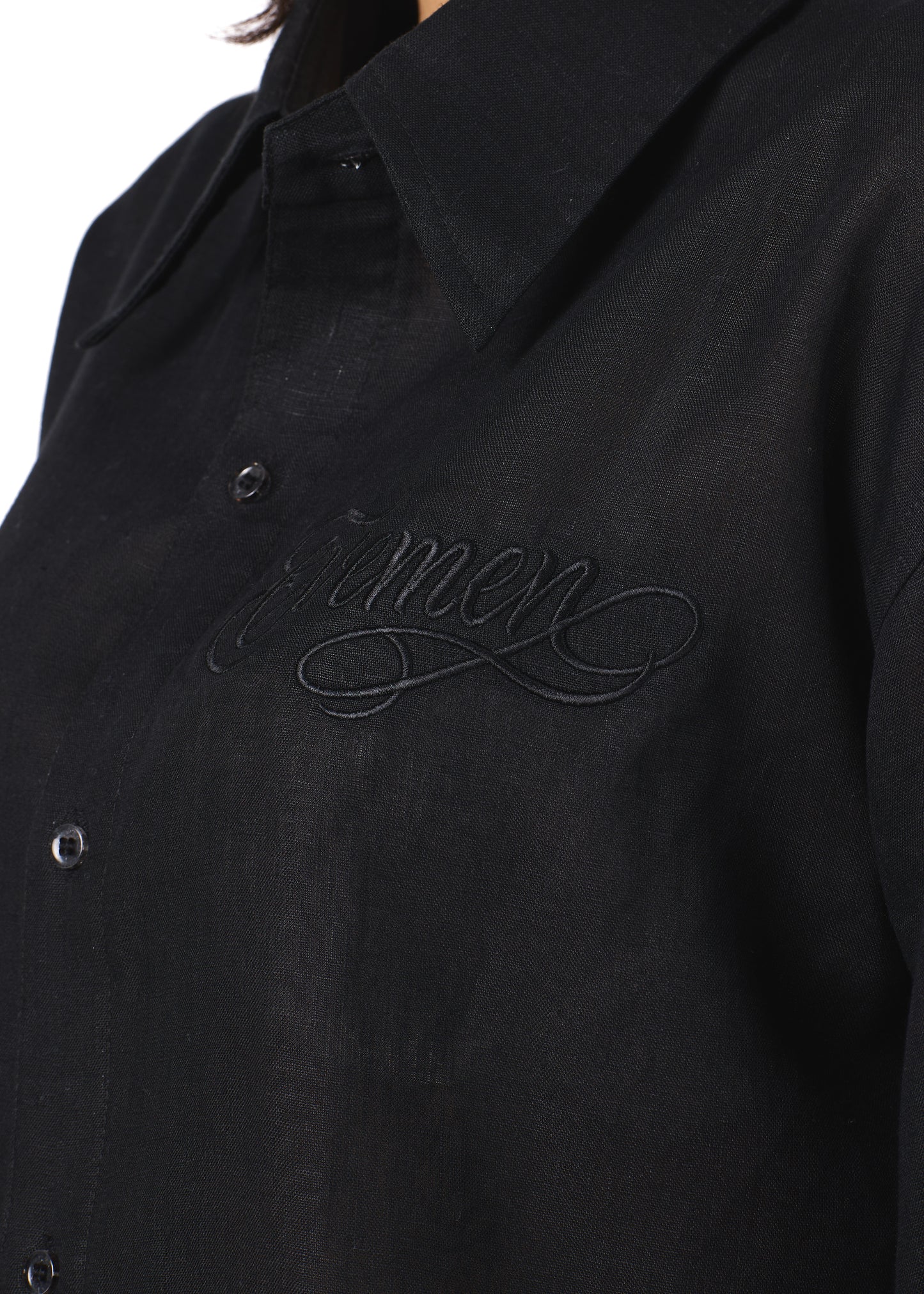 Black linen shirt