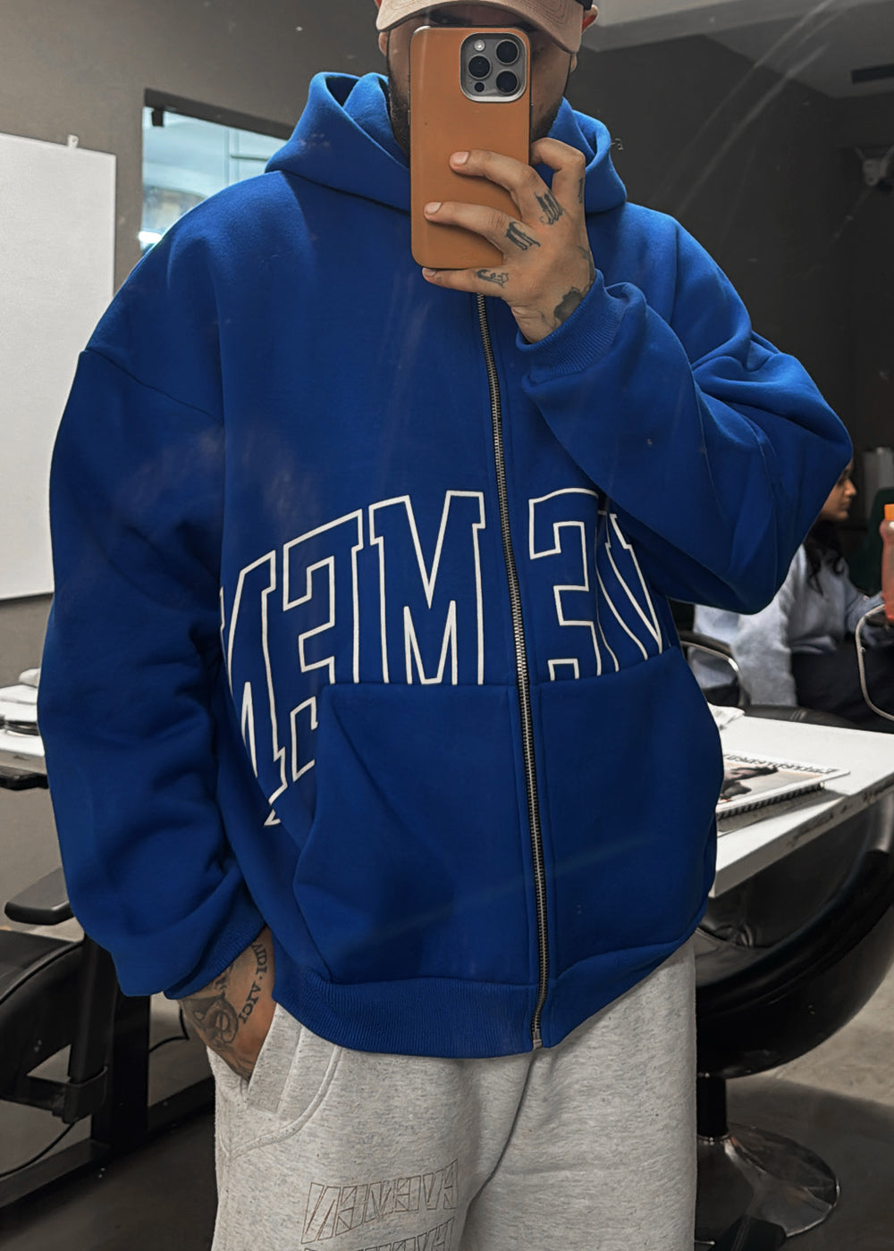 Genesis Boxy zip through hoodie - Cobalt blue