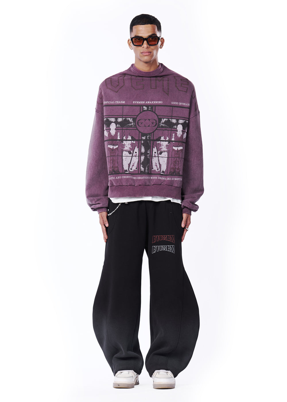 BULLY COWL SWEATSHIRT - PURPLE WASHED