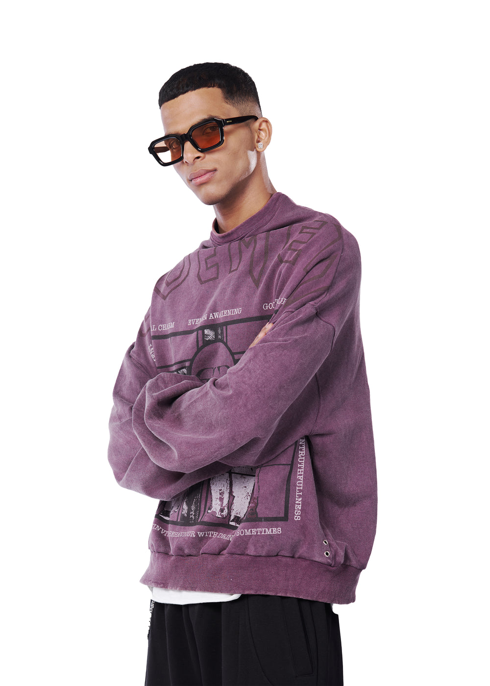 BULLY COWL SWEATSHIRT - PURPLE WASHED