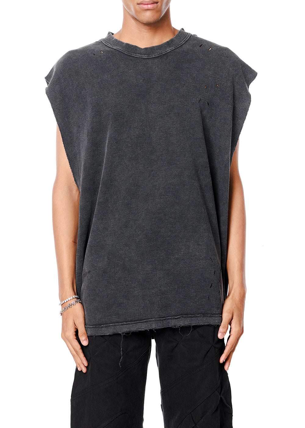 DARK WASH WAFFLE TANK