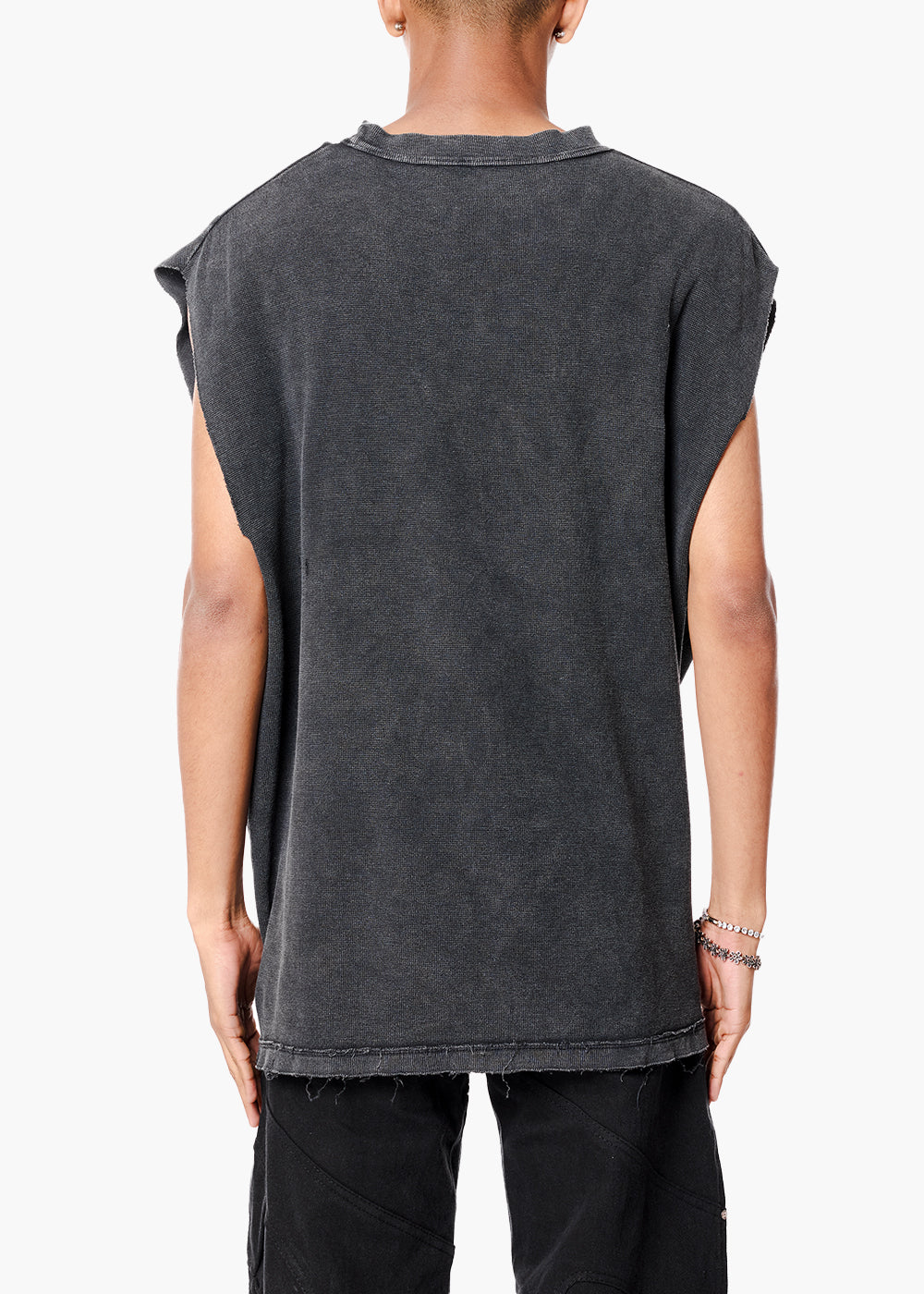 DARK WASH WAFFLE TANK