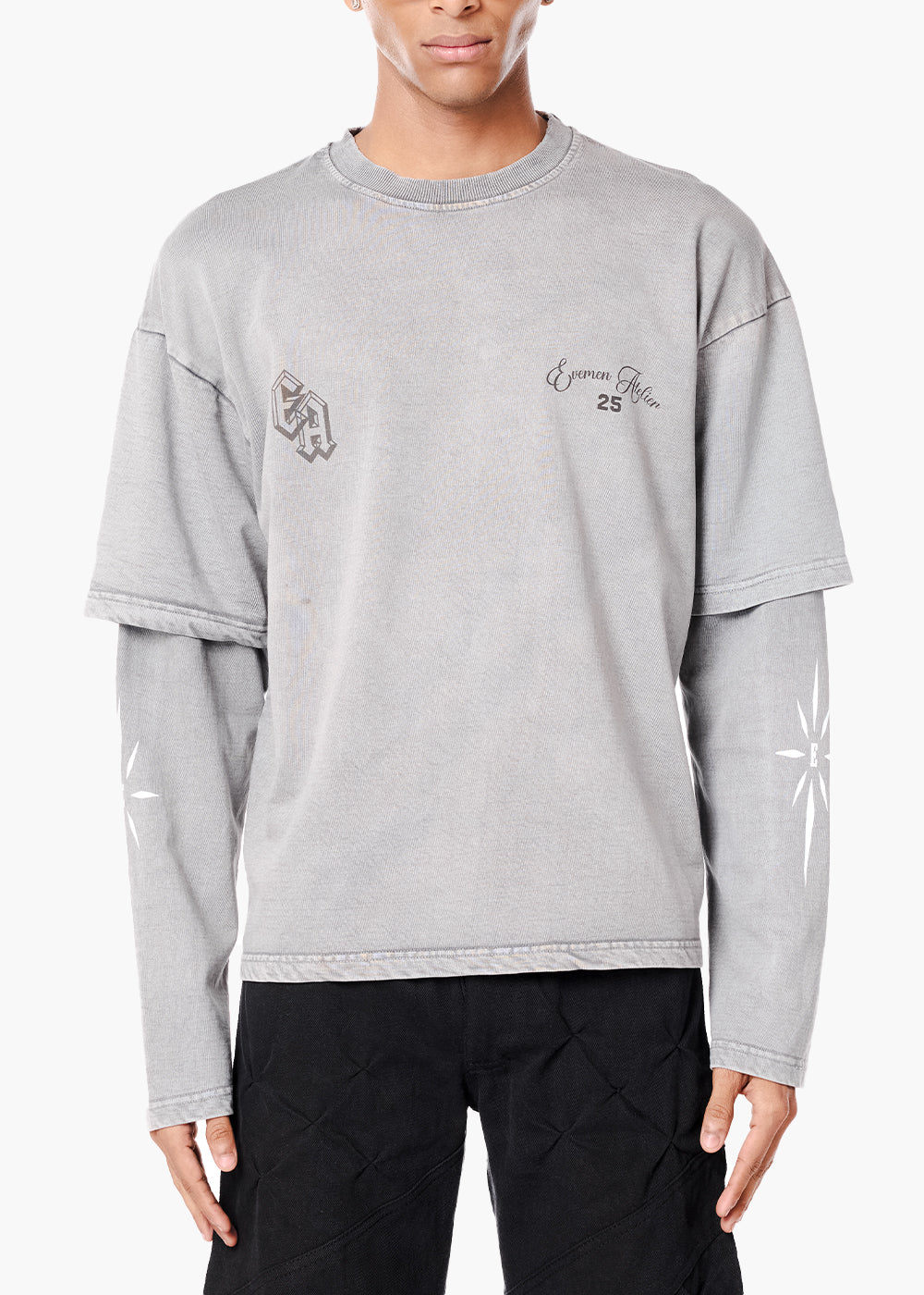 ATELIER DOUBLE SLEEVE T SHIRT - WASHED GREY