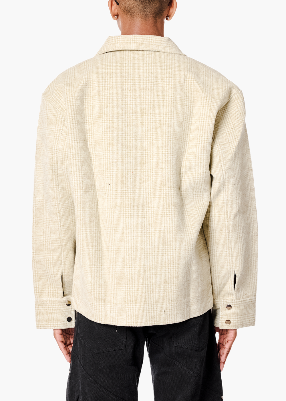 FLAX CHECK JACKET- BEIGE