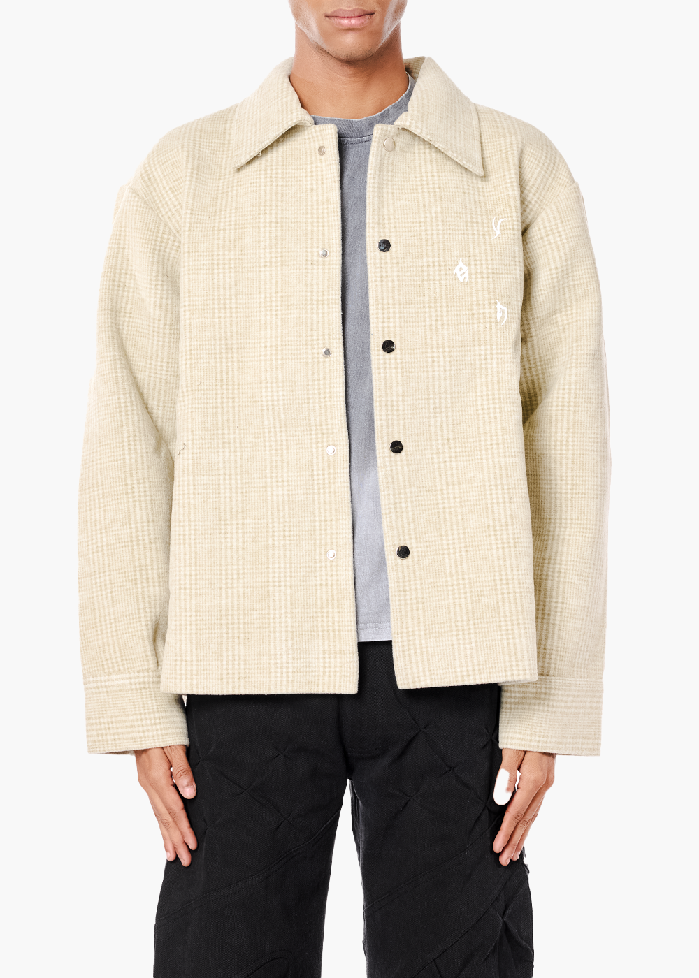 FLAX CHECK JACKET- BEIGE
