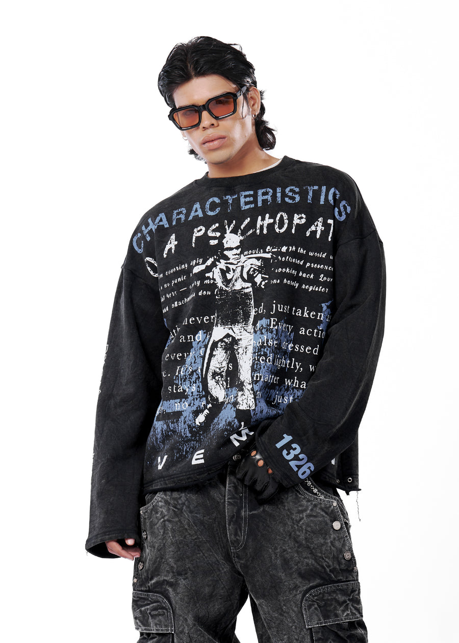 psy long sleeve t-shirt - dark wash