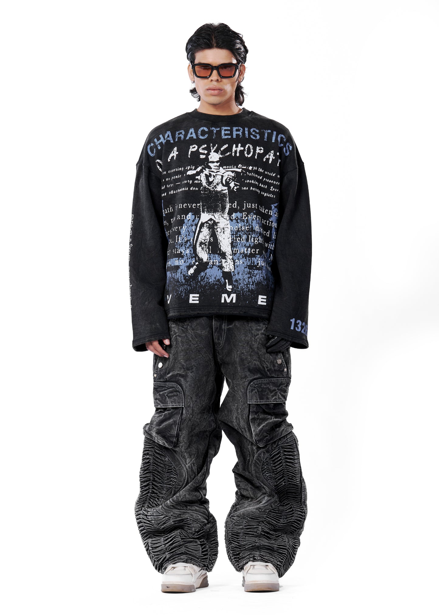 psy long sleeve t-shirt - dark wash