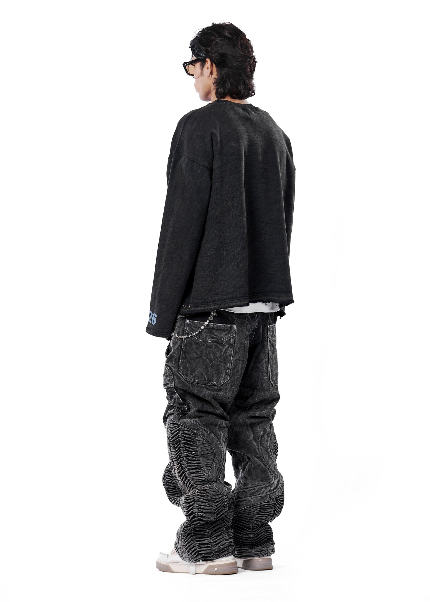 psy long sleeve t-shirt - dark wash