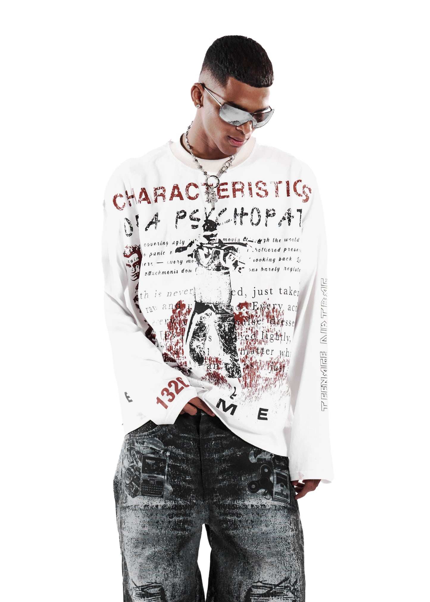 psy long sleeve t-shirt - white