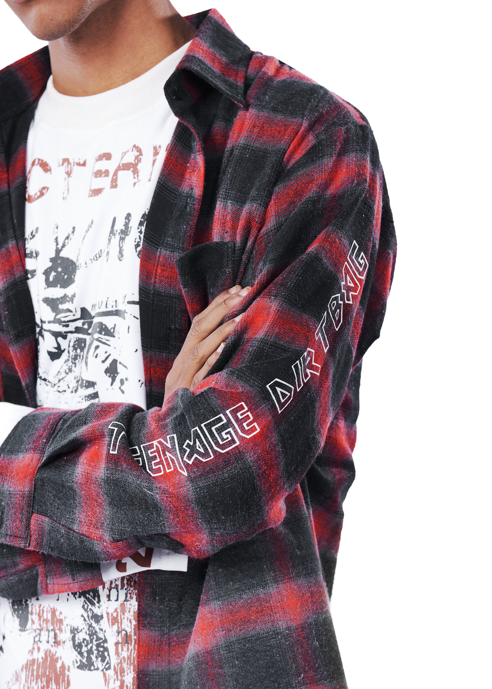 FLANNEL RAW WASHED SHIRT - RED