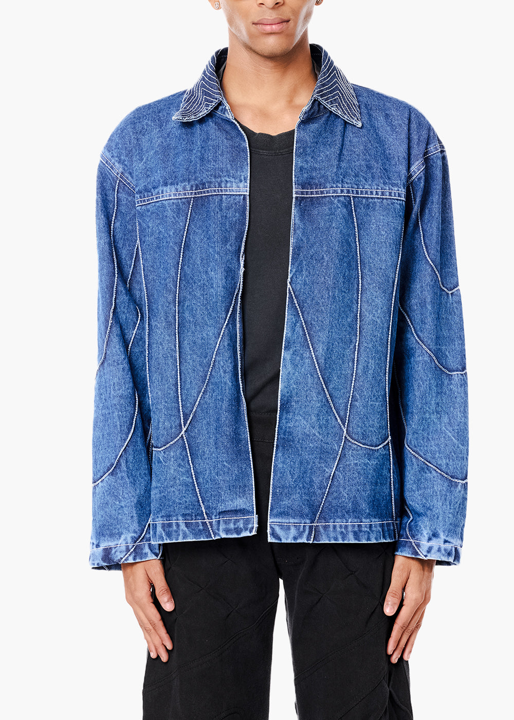 KANTHA DENIM JACKET- BLUE